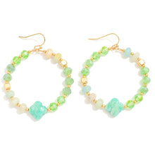 Beaded Hoop Clover Earrings