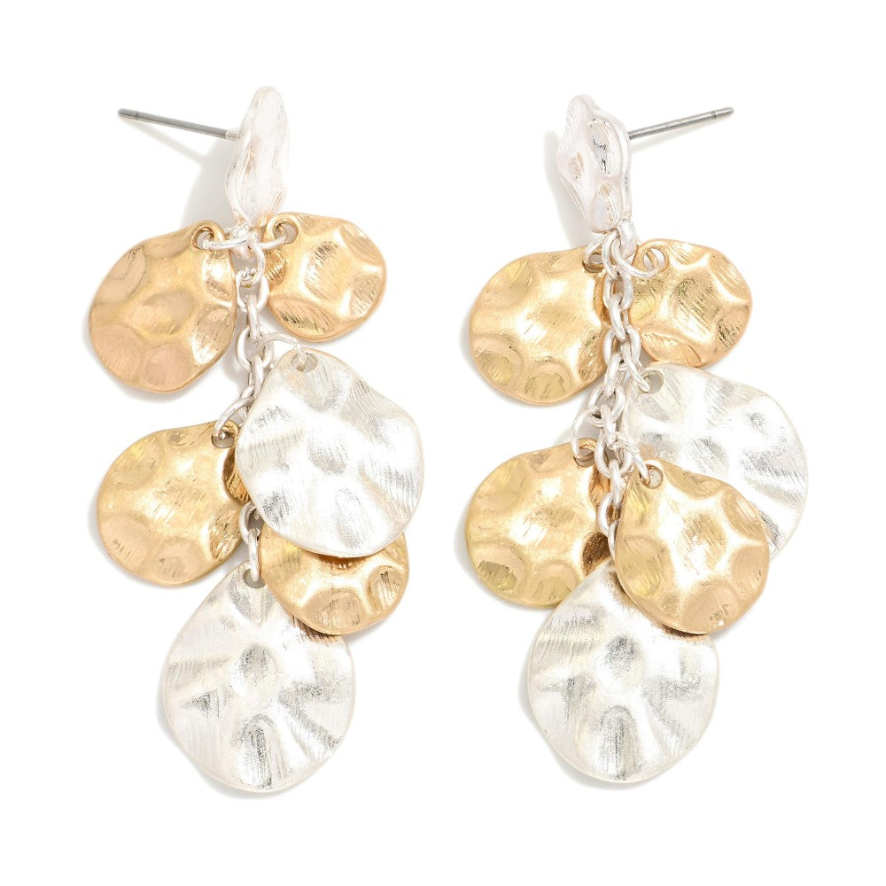 Hammered Circle Drop Earrings