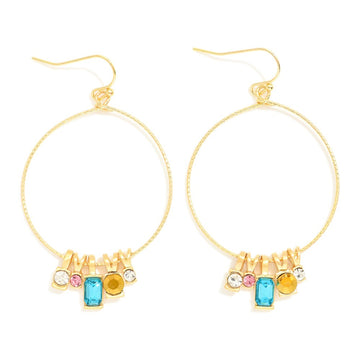 Rhinestone Charm Hoop Earrings