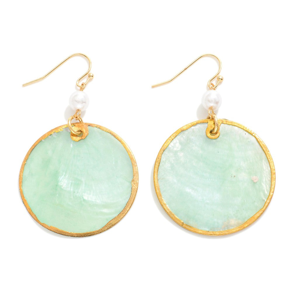 Circular Shell Drop Earrings