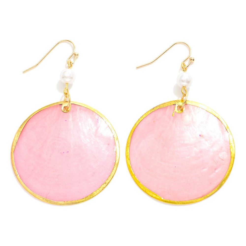 Circular Shell Drop Earrings
