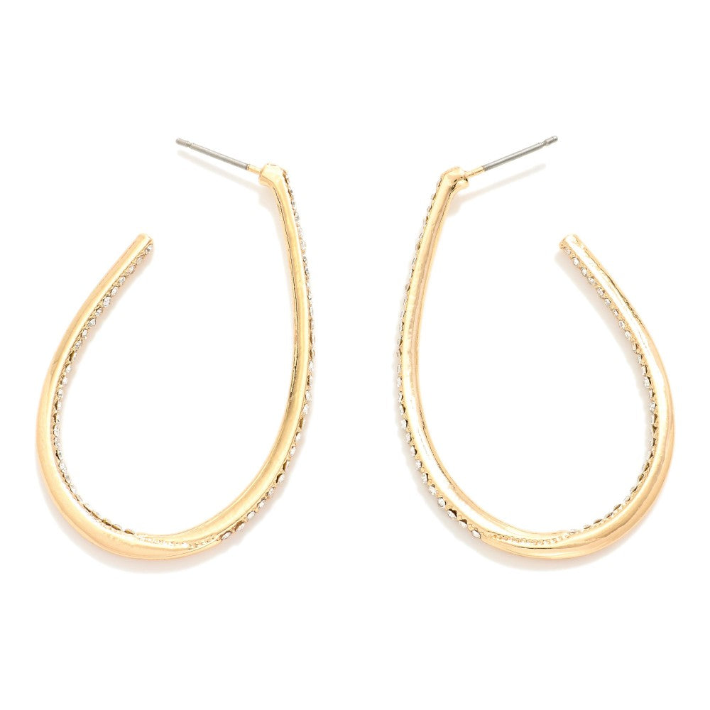Studded Teardrop Hoop Earrings