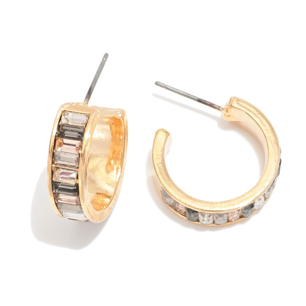Rectangle Studded Hoop Earrings