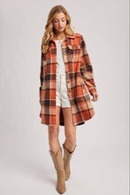 Flannel Plaid Longline Shacket in Rust (REG)