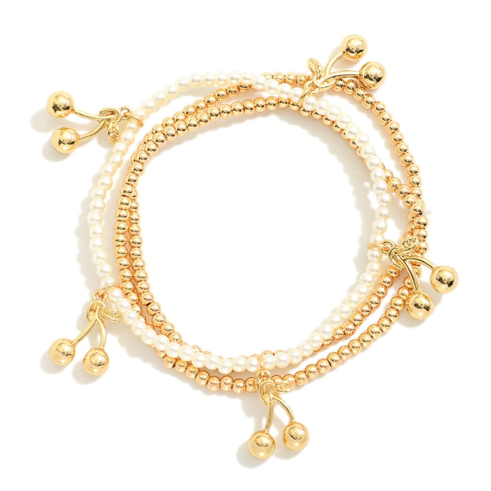 Cherry Charm Bracelet Set