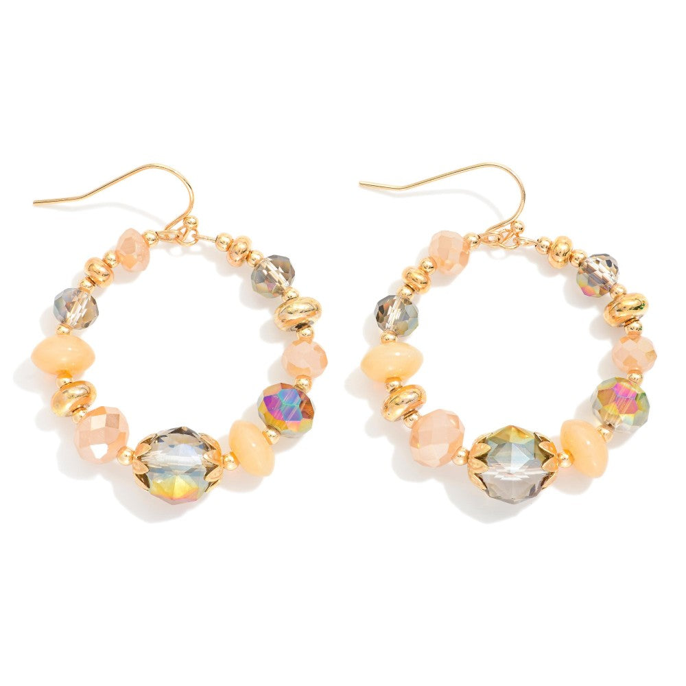 Facet Bead Hoop Earrings