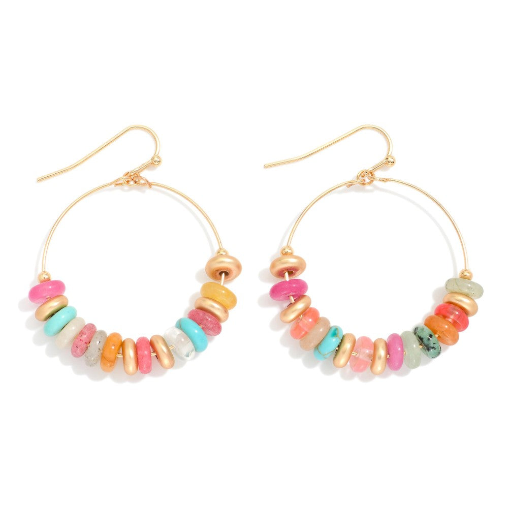 Disc Beaded Hoop Earrings