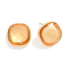 Square Glass Crystal Stud Earrings