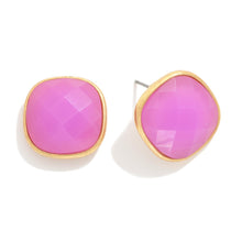 Square Glass Crystal Stud Earrings