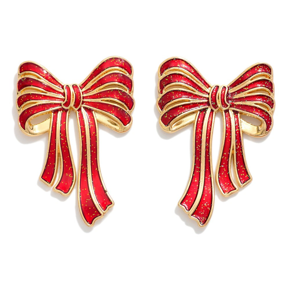 Glitter Ribbon Post Earrings