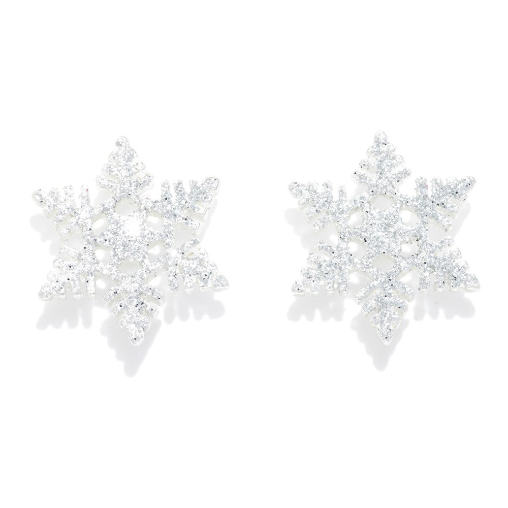 Glitter Snowflake Stud Earrings