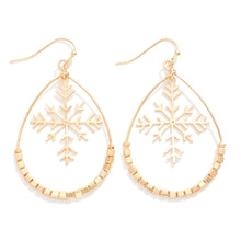 Beaded Snowflake Teardrop Earrings