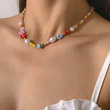 Colorful Daisy Pearl Beaded Necklace