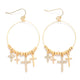 Cross Charm Hoop Earrings