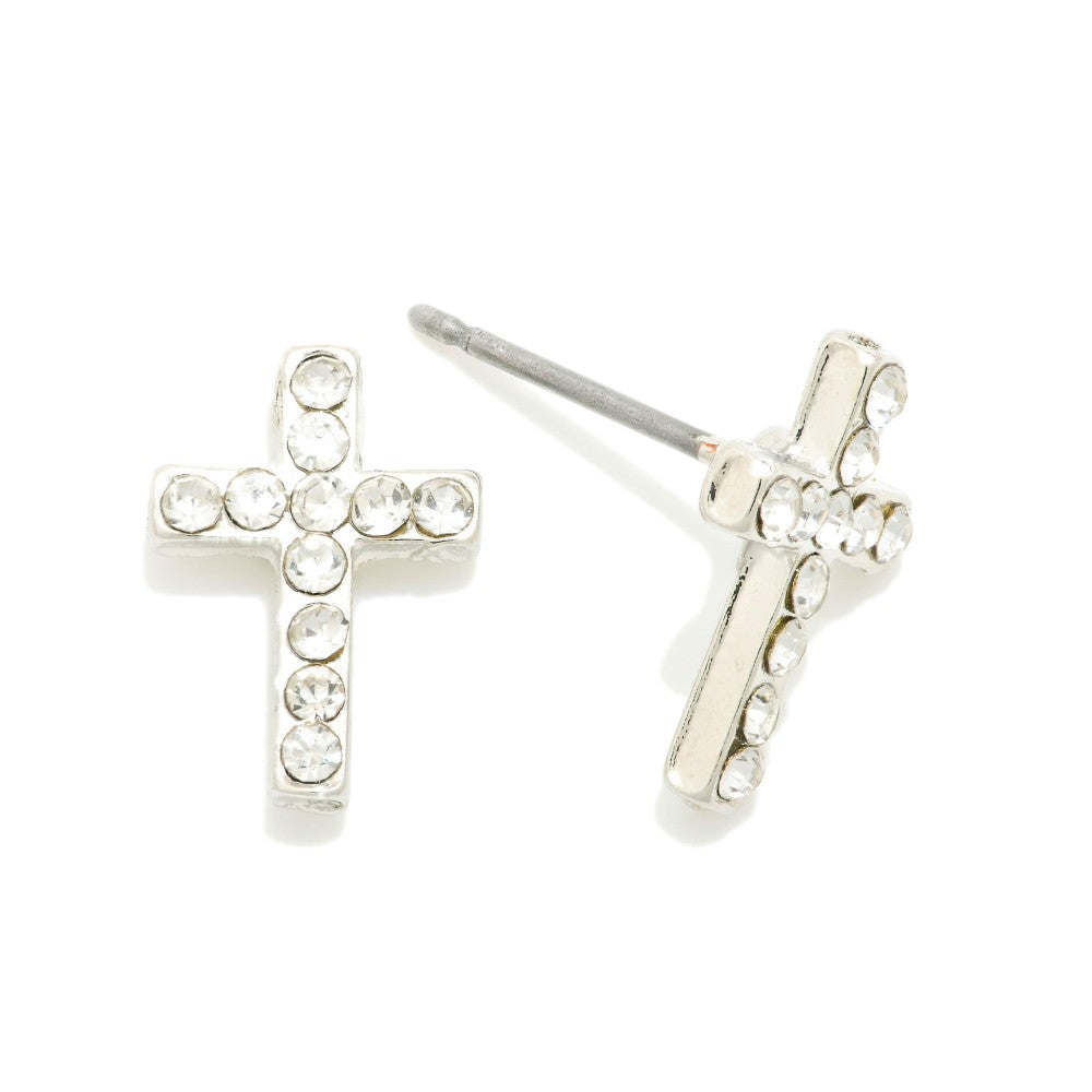 Studded Cross Stud Earrings