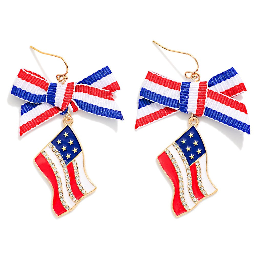 Americana USA Ribbon Flag Earrings