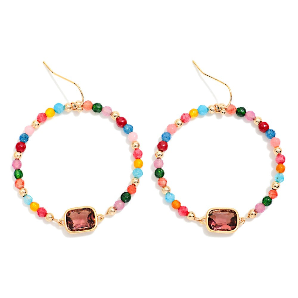 Glass Bead Hoop Earrings
