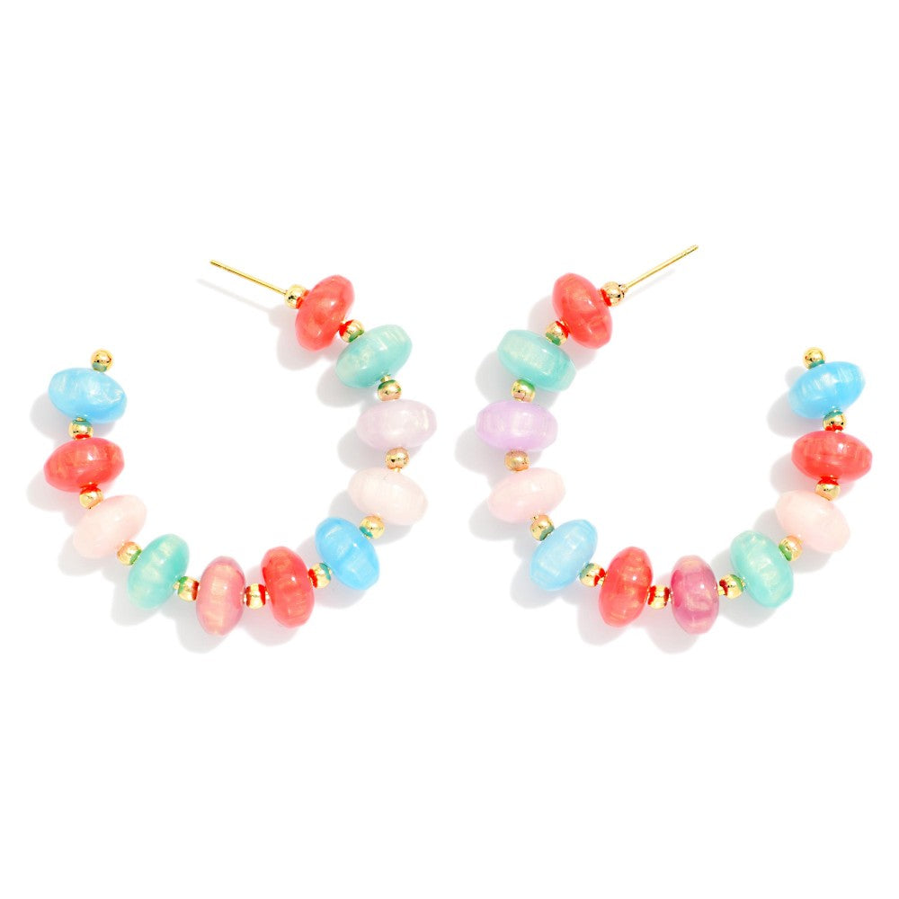 Facet Beaded Hoop Earrings