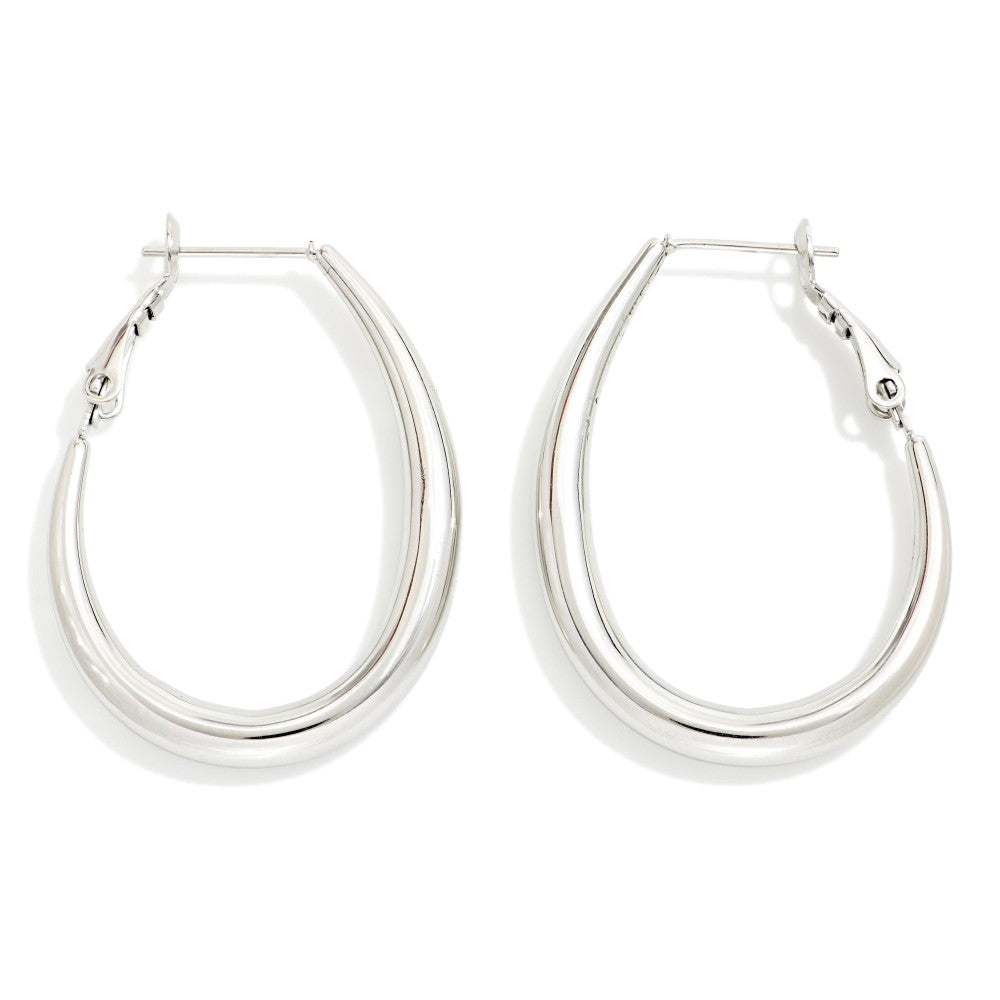 Stainless Steel Teardrop Hoop Earrings
