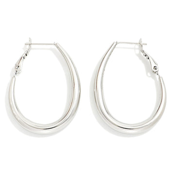 Stainless Steel Teardrop Hoop Earrings