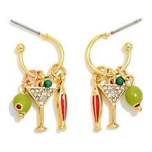 Martini Charm Hoop Earrings