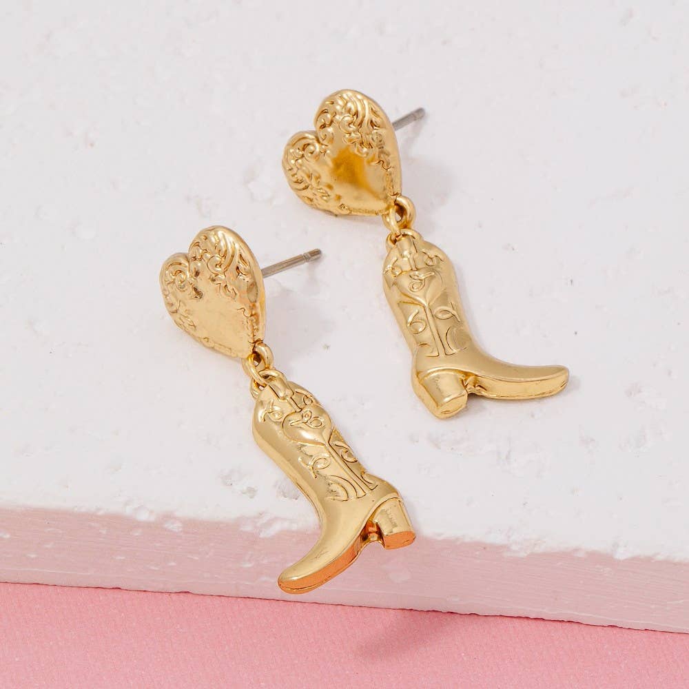 Western Heart And Boot Earrings
