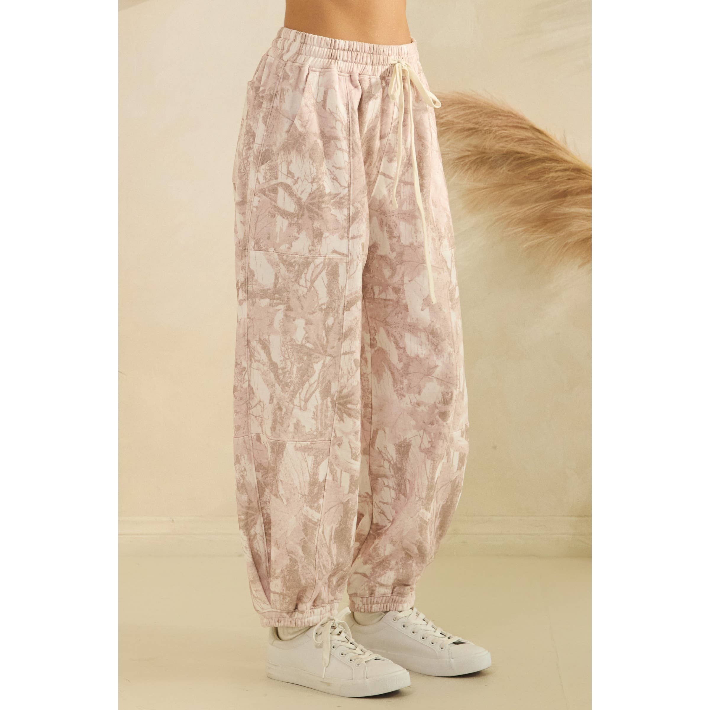 Printed French Terry Pants in Pink Camo (REG)