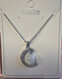 Silver CZ Moon and Pearl Necklace