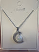 Silver CZ Moon and Pearl Necklace