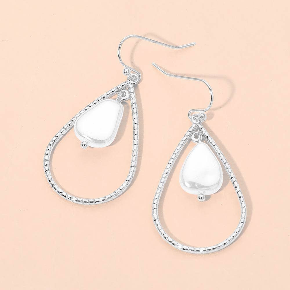 Textured Pearl Teardrop Earrings