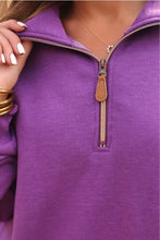 Miley Quarter Zip Pullover Top in Purple (REG/PLUS)