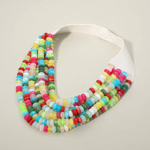 Faux Leather Layered Bead Necklace