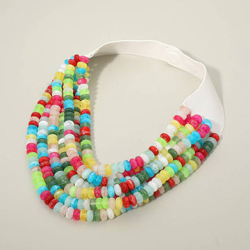 Faux Leather Layered Bead Necklace