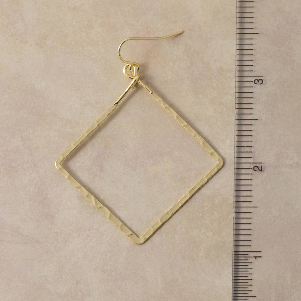 Gold Dipped Open Square Drop Earrings