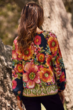 Bold Floral Blouse Top in Navy (REG)