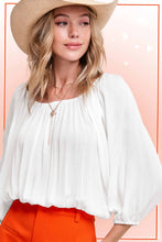 Romantic Balloon Sleeve Top in White (REG)