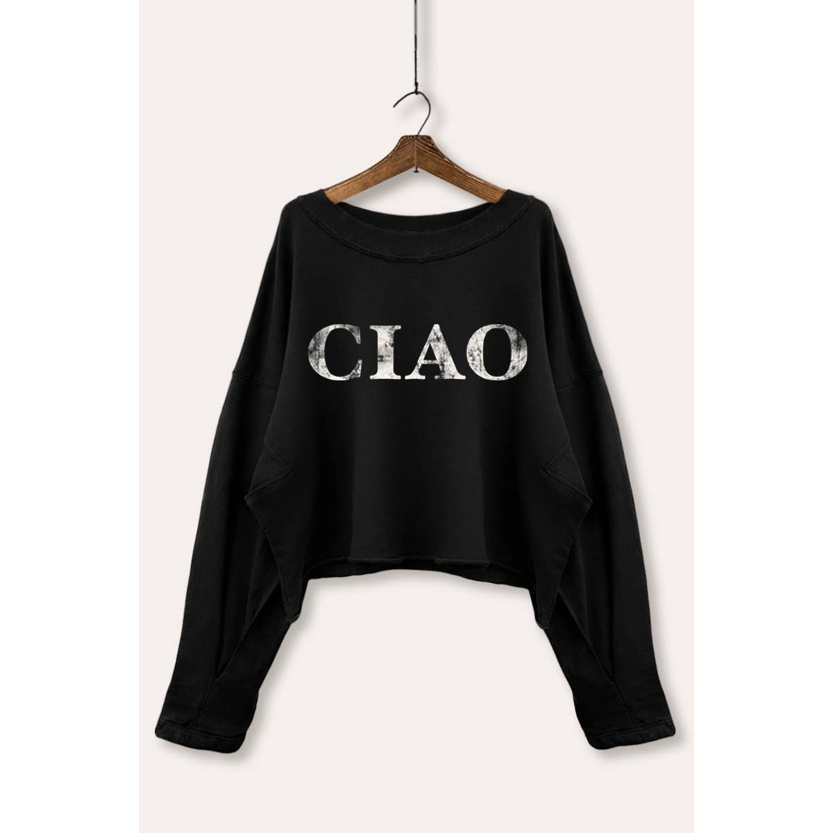 Ciao Cropped Sweatshirt in Black (REG)