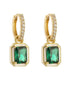 Framed Emerald-Cut Huggie Drop Earrings