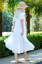 Off Shoulder Tiered Midi Dress in Ivory (REG)
