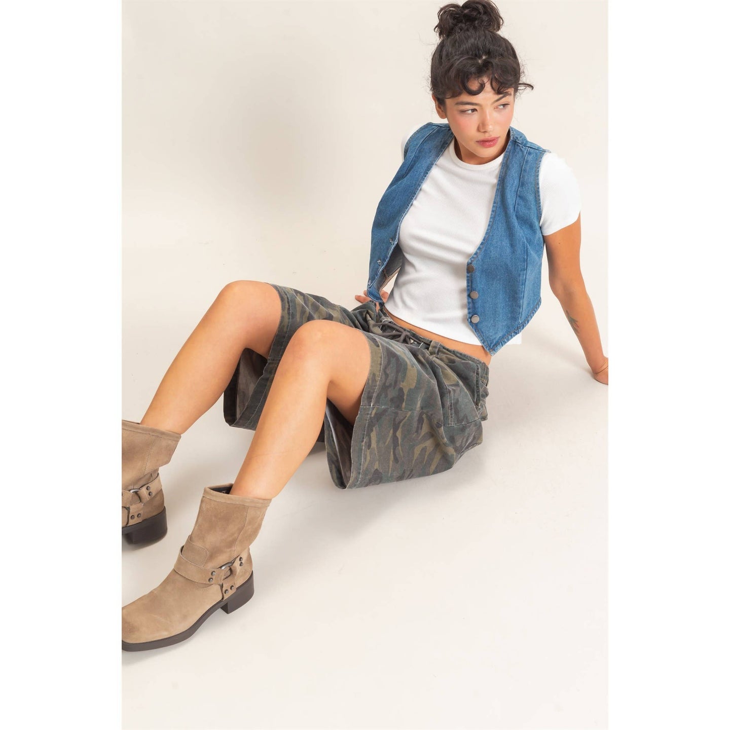Green Camo Drawstring Shorts (REG)