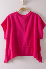 Flared Hem Waffle Top in Fuchsia (REG)