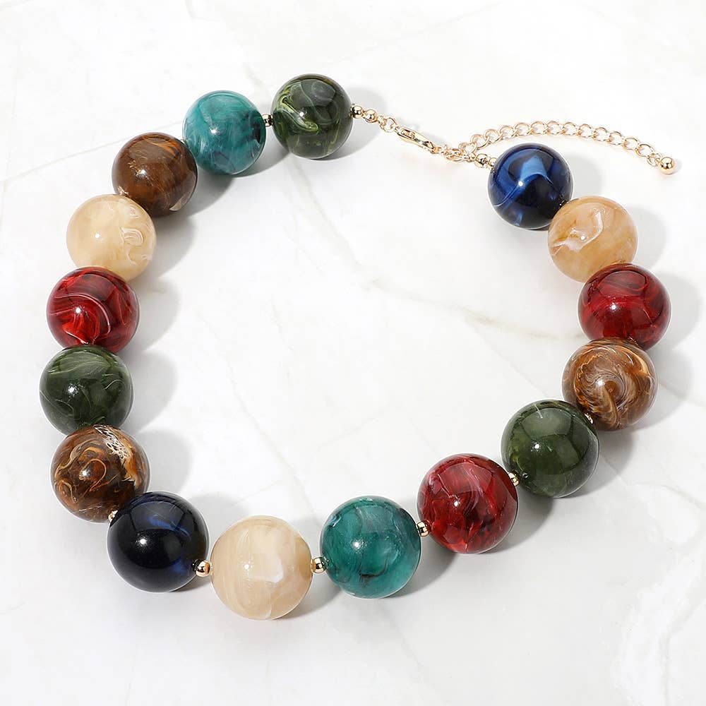 Oversized Marbled Ball Necklace