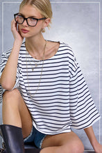 Striped Semi Crop Top in White/Navy (REG)
