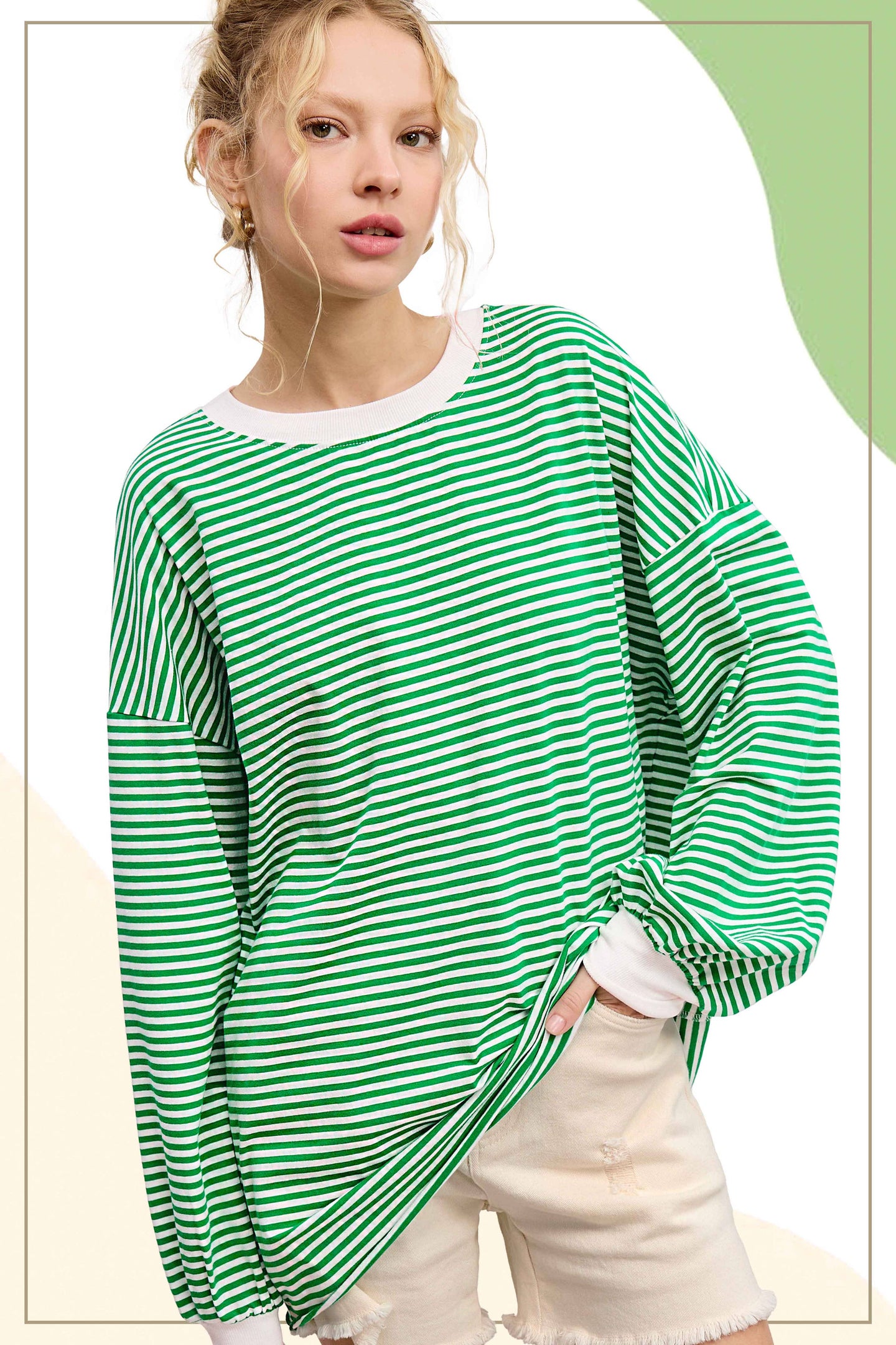 Apple Green Striped Top (REG)