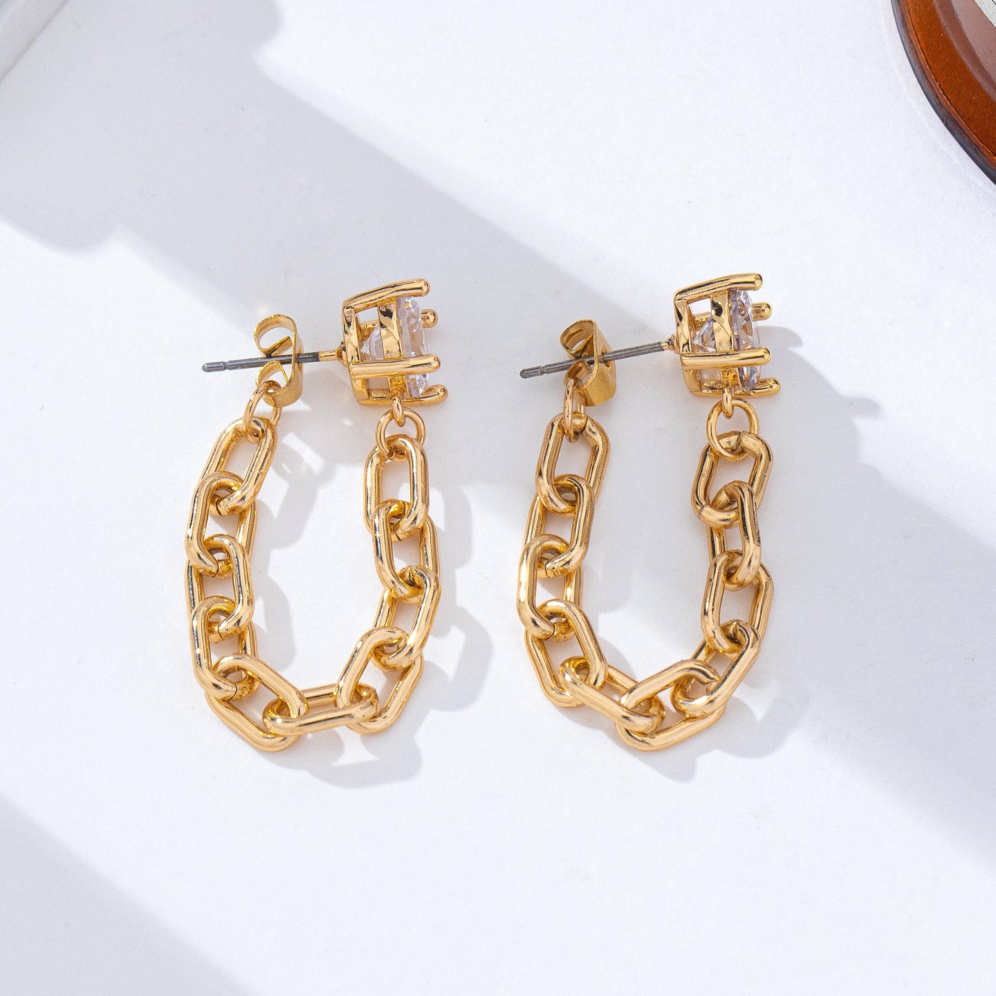 Stud and Chain Hoop Earrings