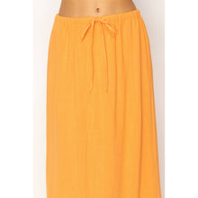 Orange Drawstring Linen Midi Skirt (REG)