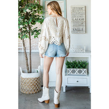 Eyelet Crop Blouse Top (REG)