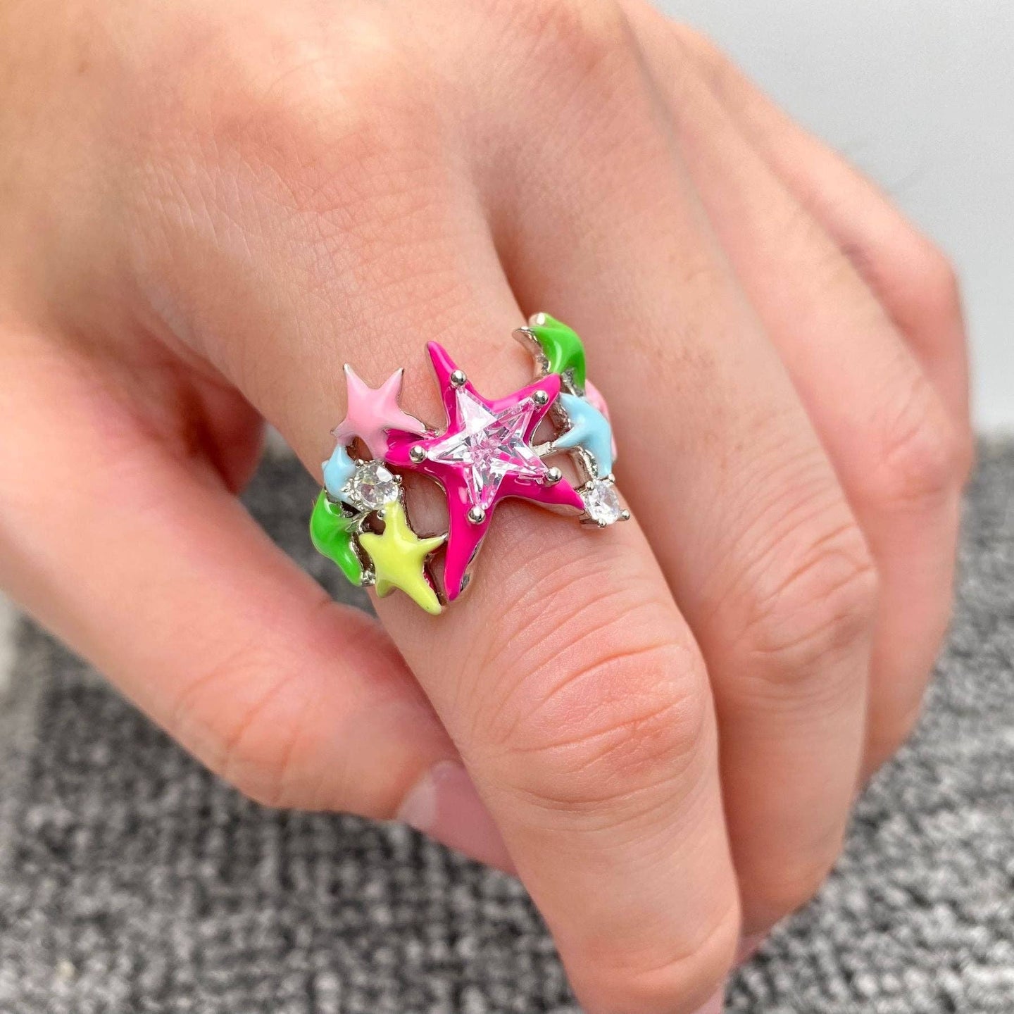 CZ Color Stars Ring