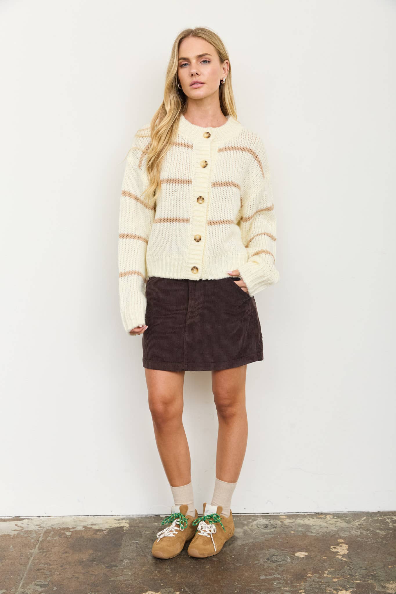 Brown & Blue Striped Cardigan (REG)