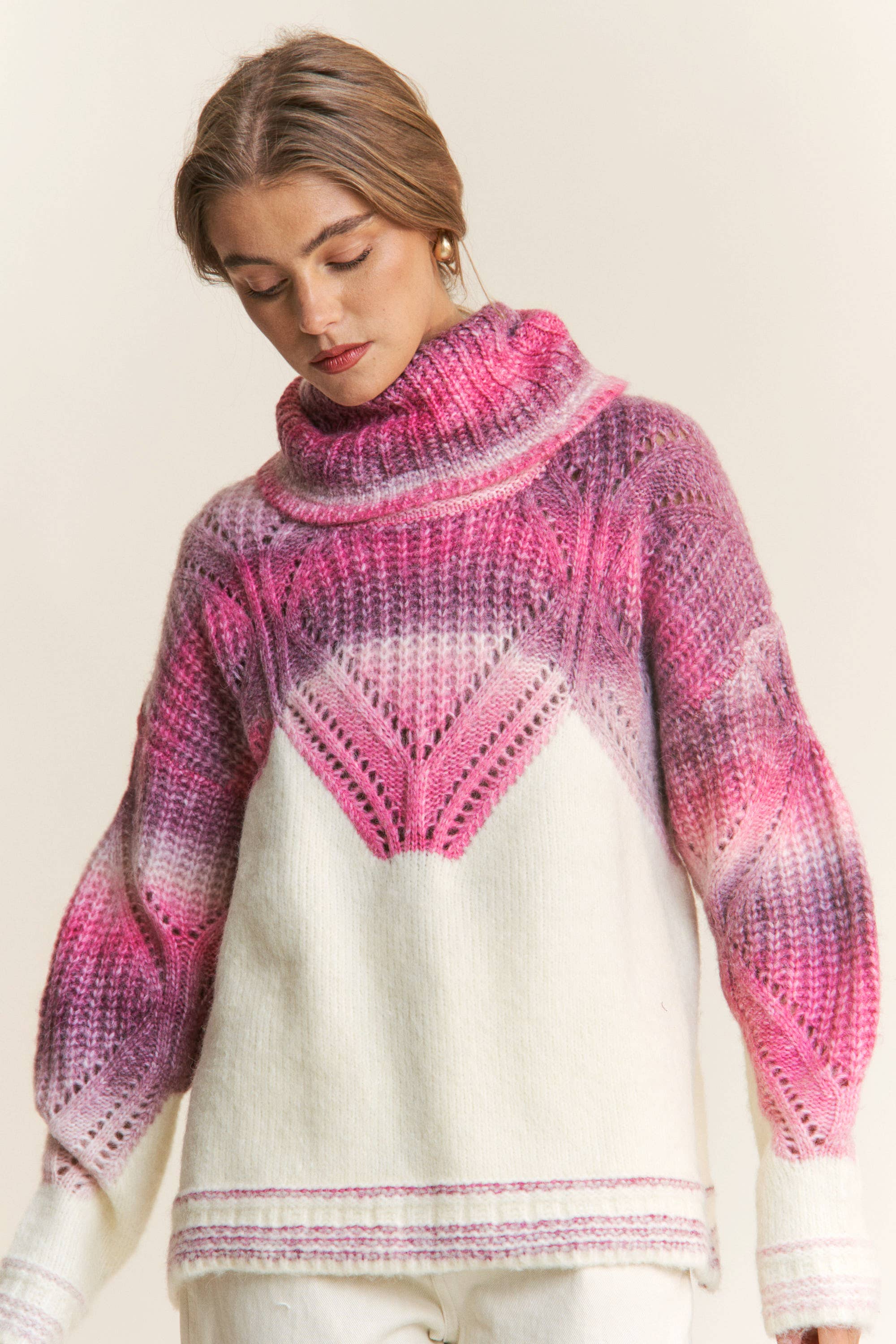 Chevron Colorblock Knit Sweater (REG)